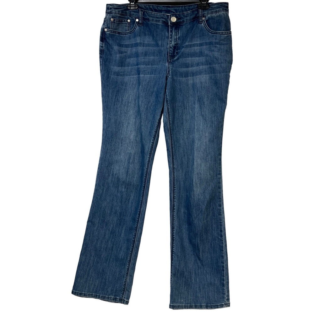 Christopher Banks‎ Jeans 12 Long Blue Embroidered Sequin Bootcut Stretch BOHO